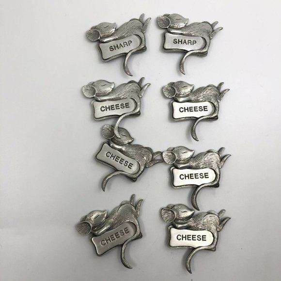 Lindsey Clair  Pewter Mouse Cheese Markers Sign Charcuterie Board Sharp Cheese - Picture 2 of 5